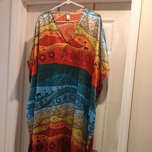 Winlar Orange Patterned Kaftan Dress